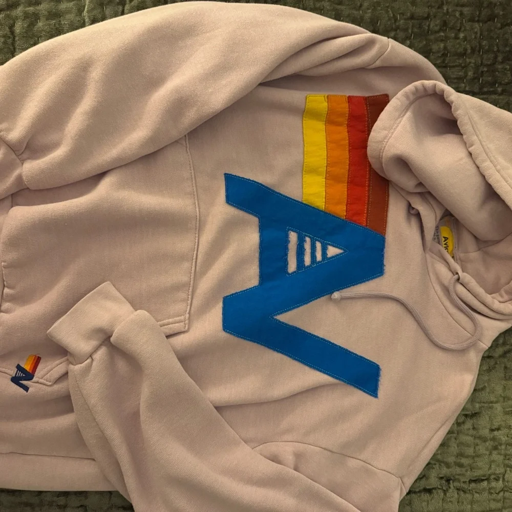 Aviator Nation mauve stitched set. Small hoodie, medium joggers. - Picture 2 of 4